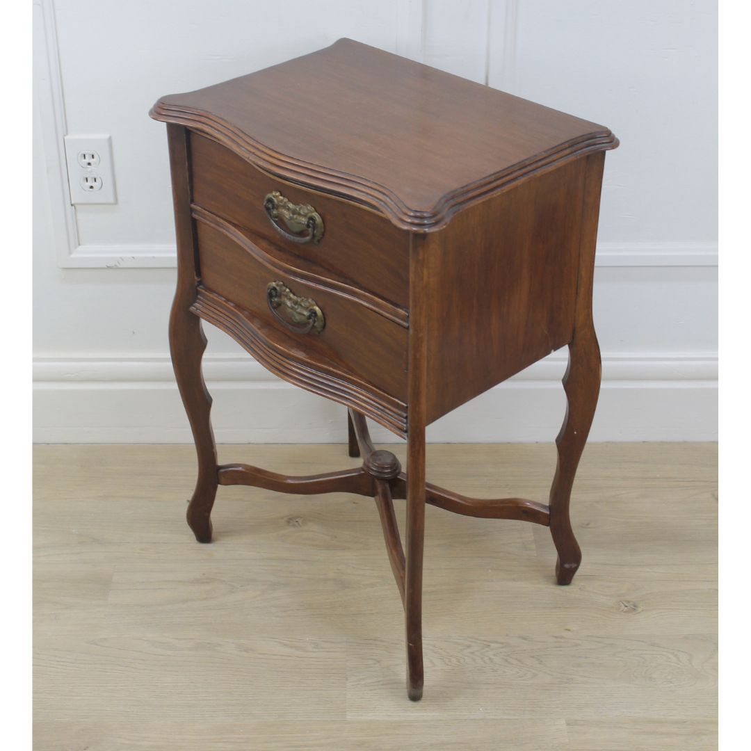 2 drawer night table with mahogany veneer, unpainted