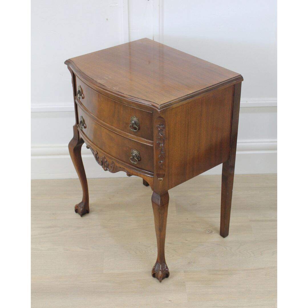 Two drawer side table with claw feet