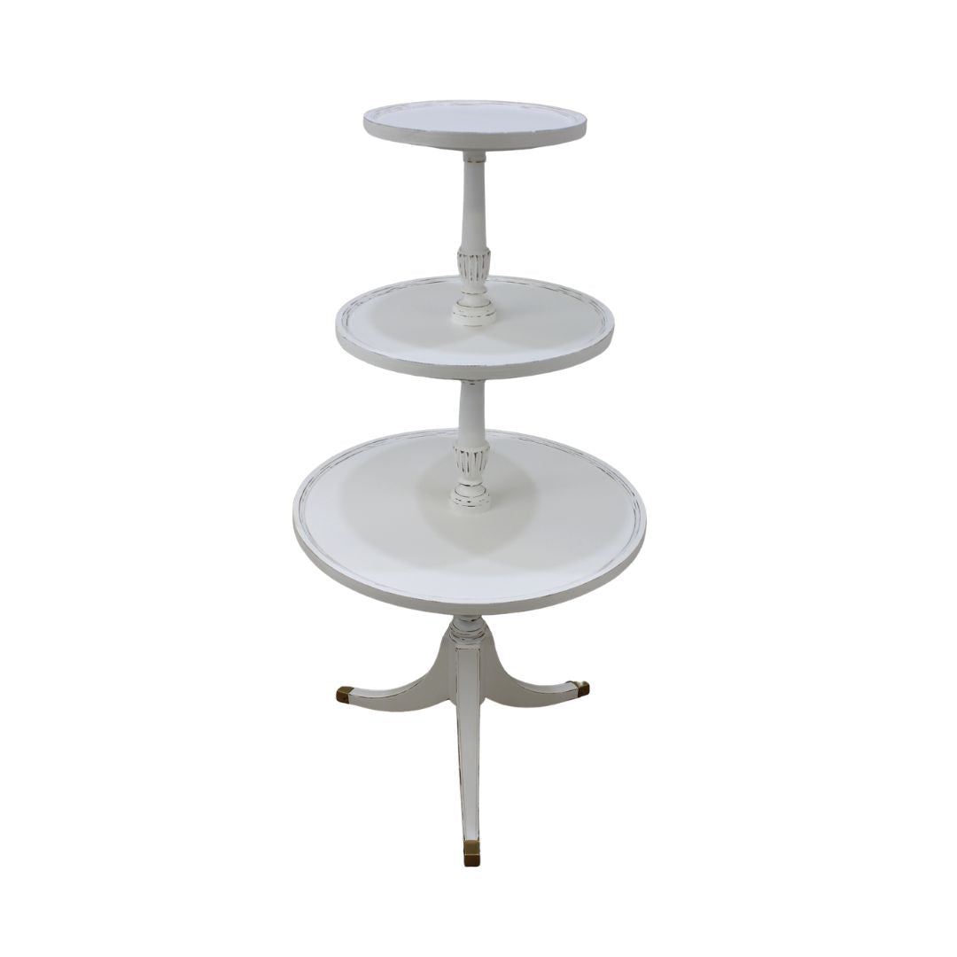 3 tiered round pedestal side table
