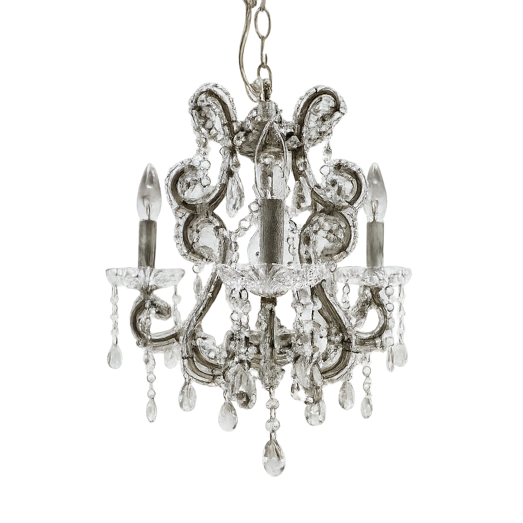3 arm chandelier with beads and crystals