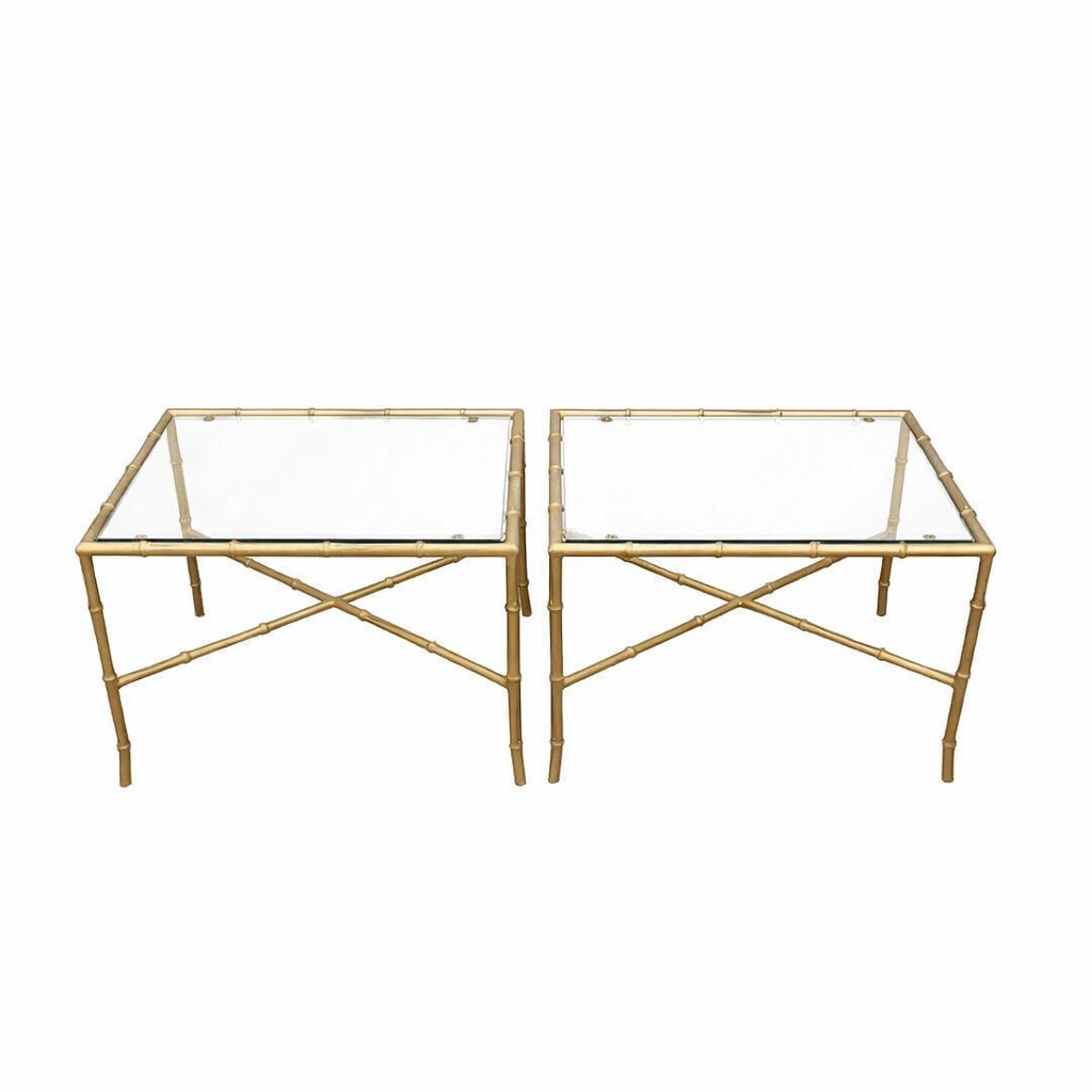 gold faux bamboo side tables/coffee tables