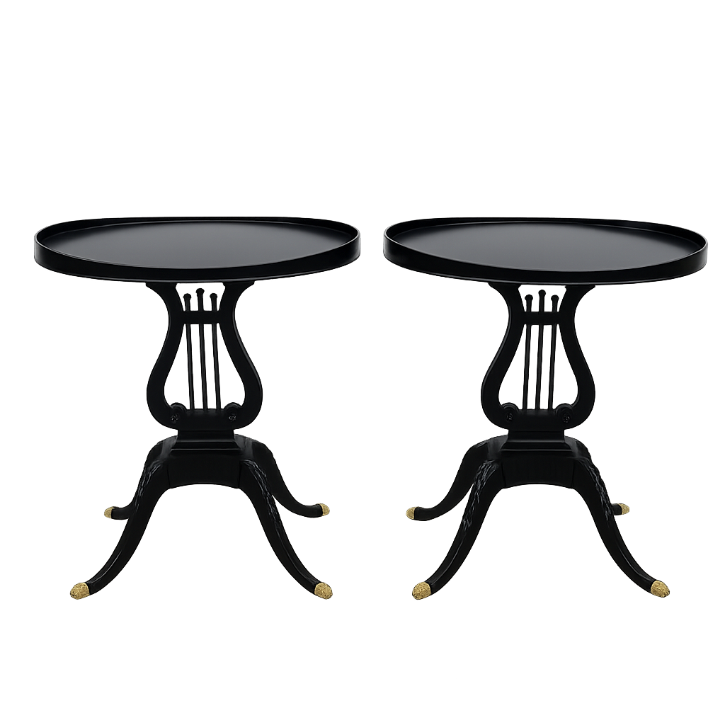 Pair of lyre base side tables