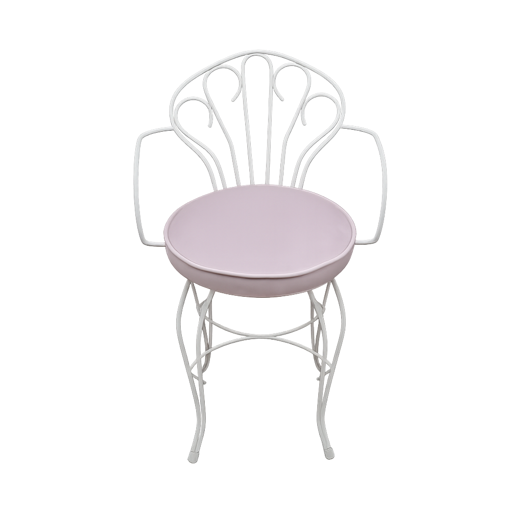 White wrought iron vanity chair