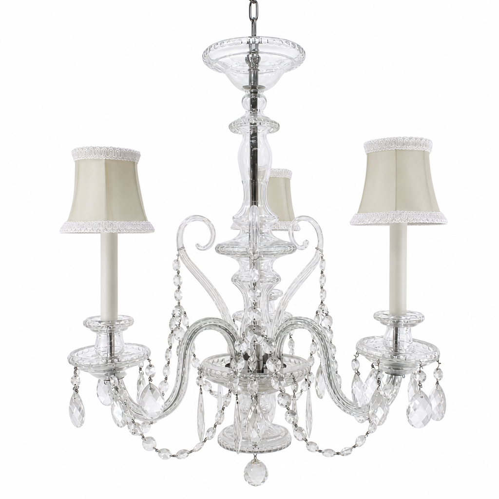 3 arm glass chandelier