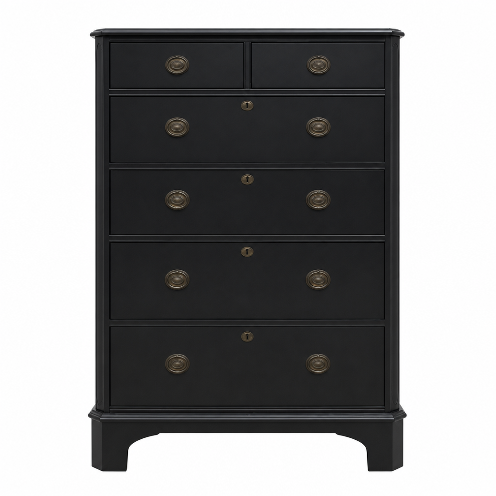 Handsome black highboy dresser