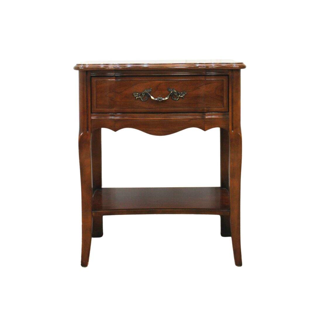 french provincial nightstand with drawer and shelf