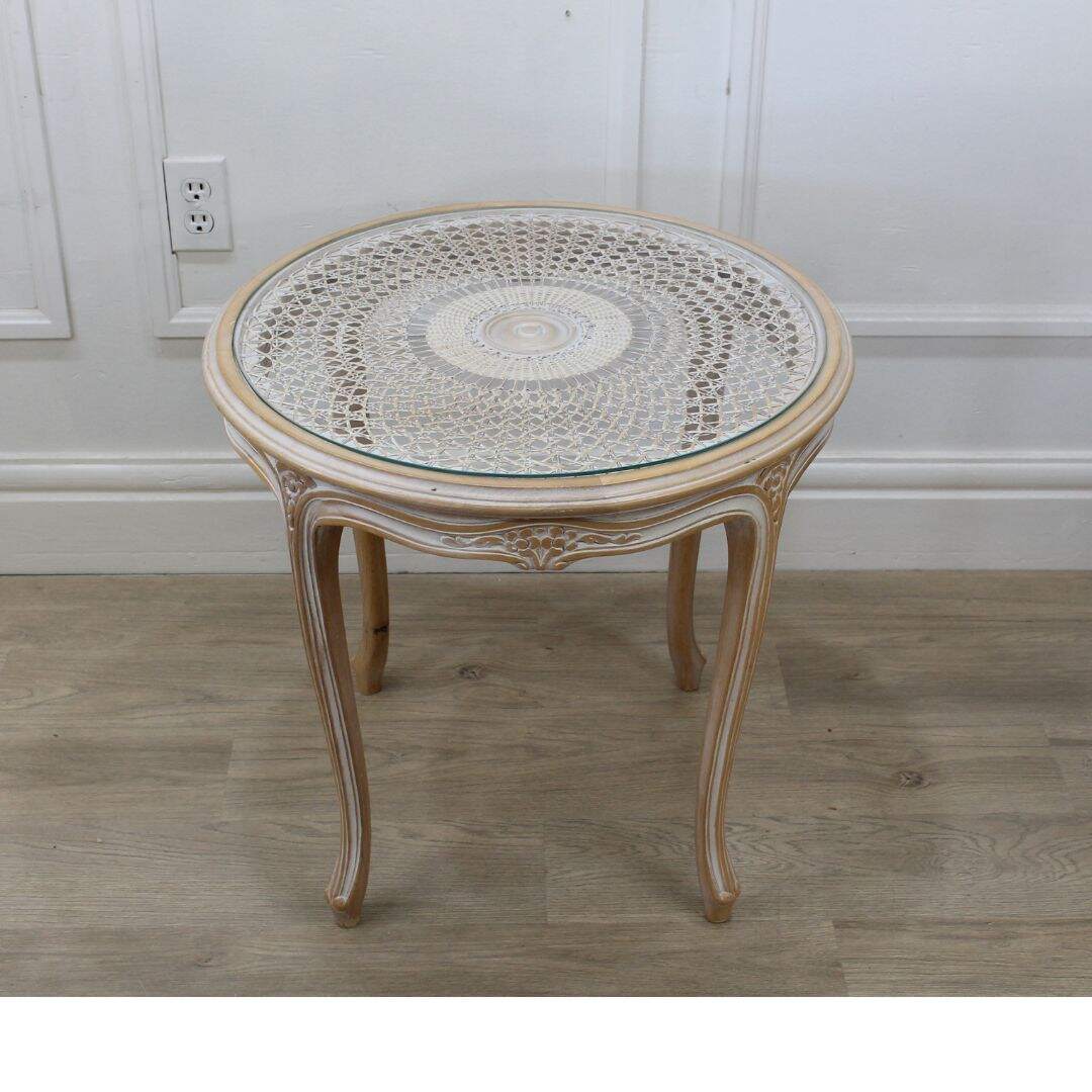 French side table with caned top