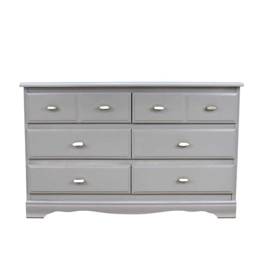 grey 6 drawer dresser with marble pulls