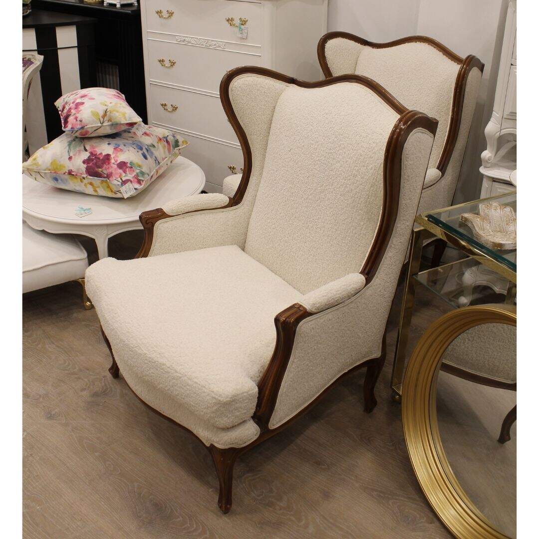 Pair of French style wing chairs