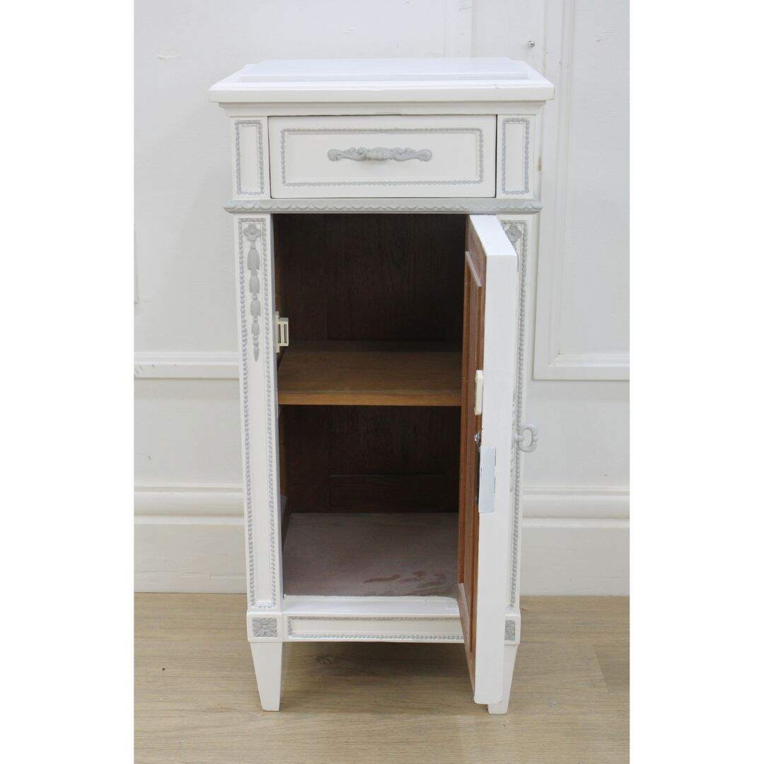 Pair of French white and grey night tables