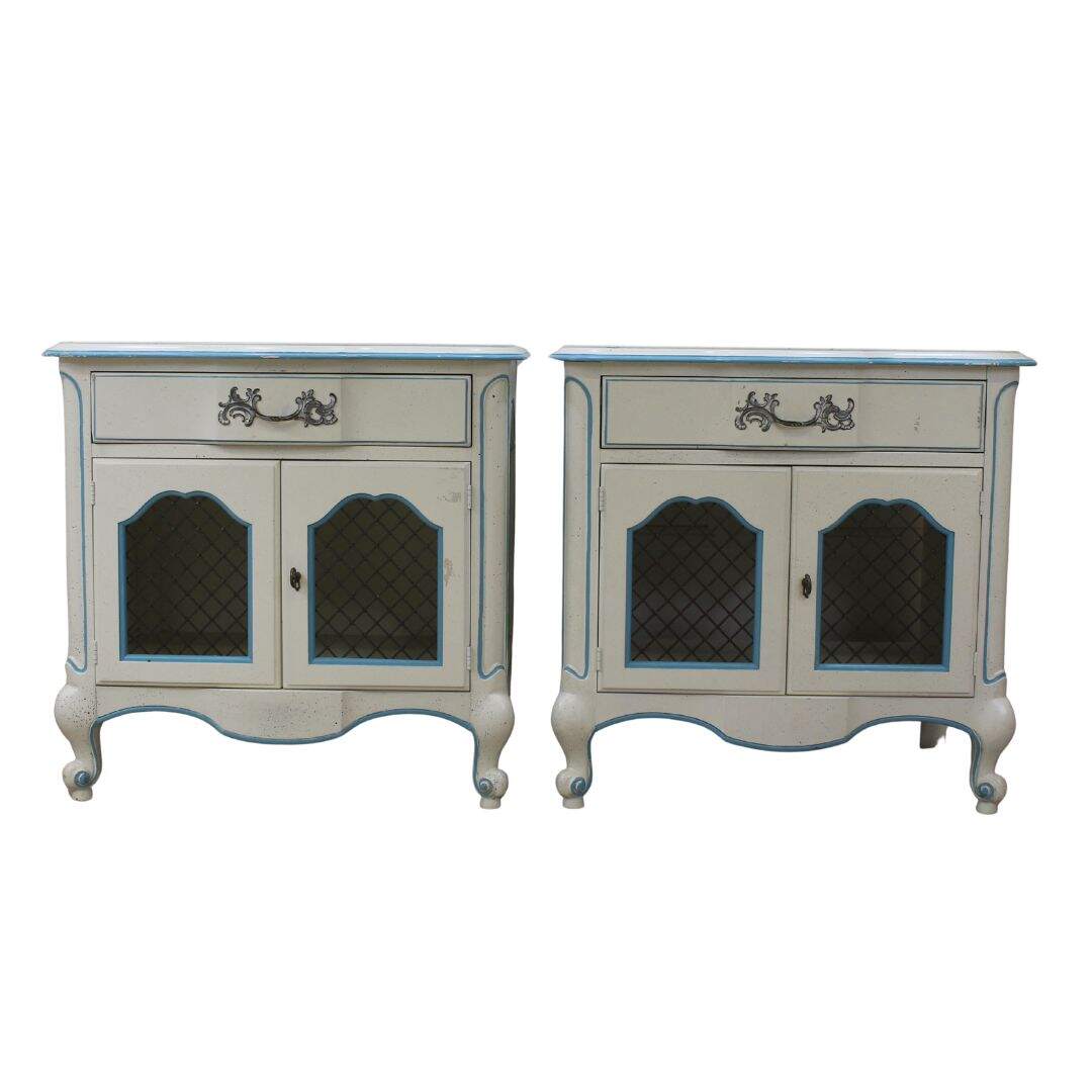 Pair of French provincial nightstands, unpainted