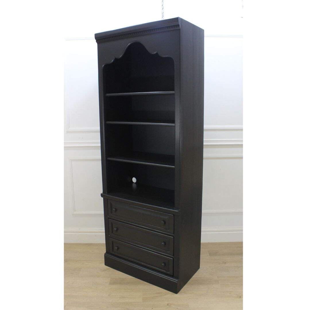 Pine bookcase painted charcoal
