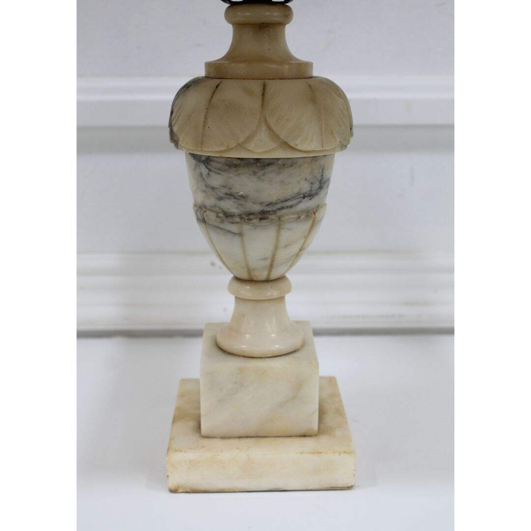 Alabaster lamp with pleated shade