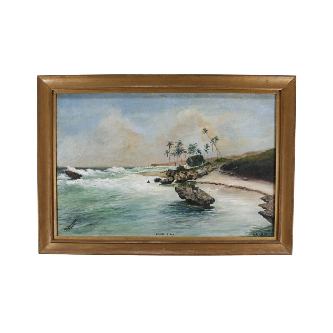 Vintage tropical oil painting