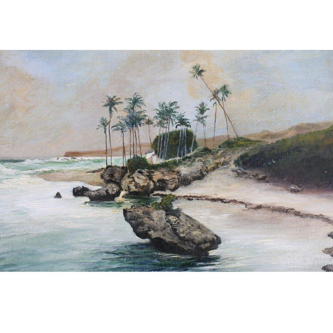 Vintage tropical oil painting