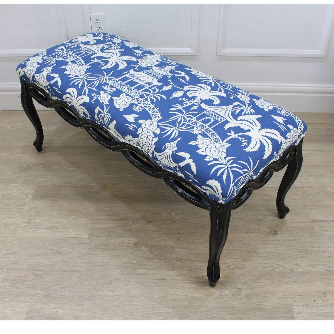 Bench with chinoiserie fabric