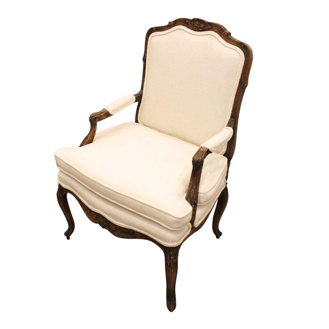 bergere chair with beige linen