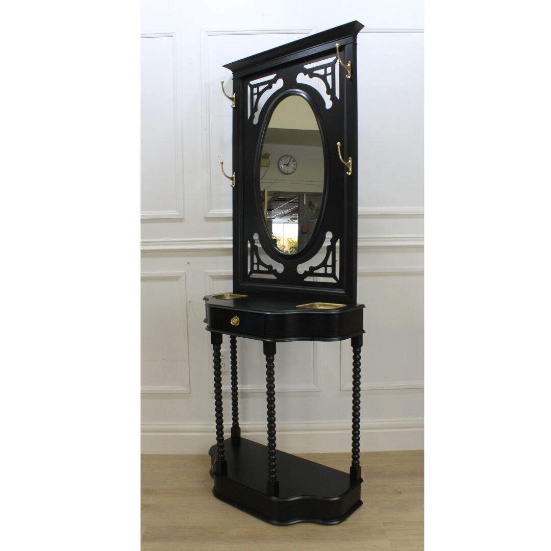 black hall tree with hooks