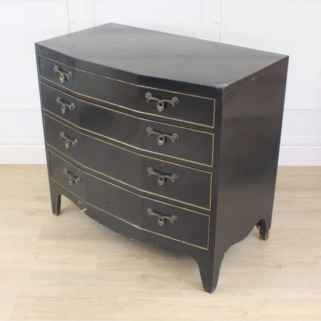 black mid century dresser, unfinished