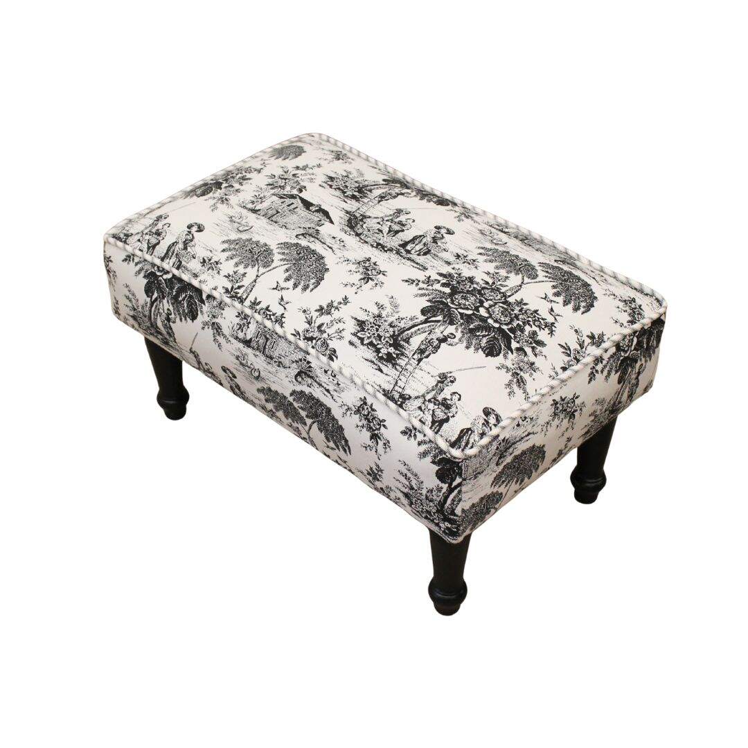 Black and white toile footstool