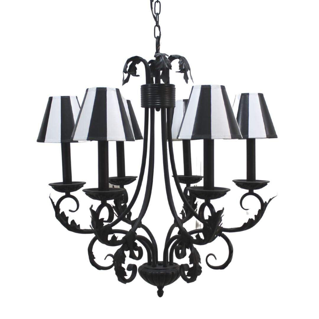 Large black wrought iron chandelier
