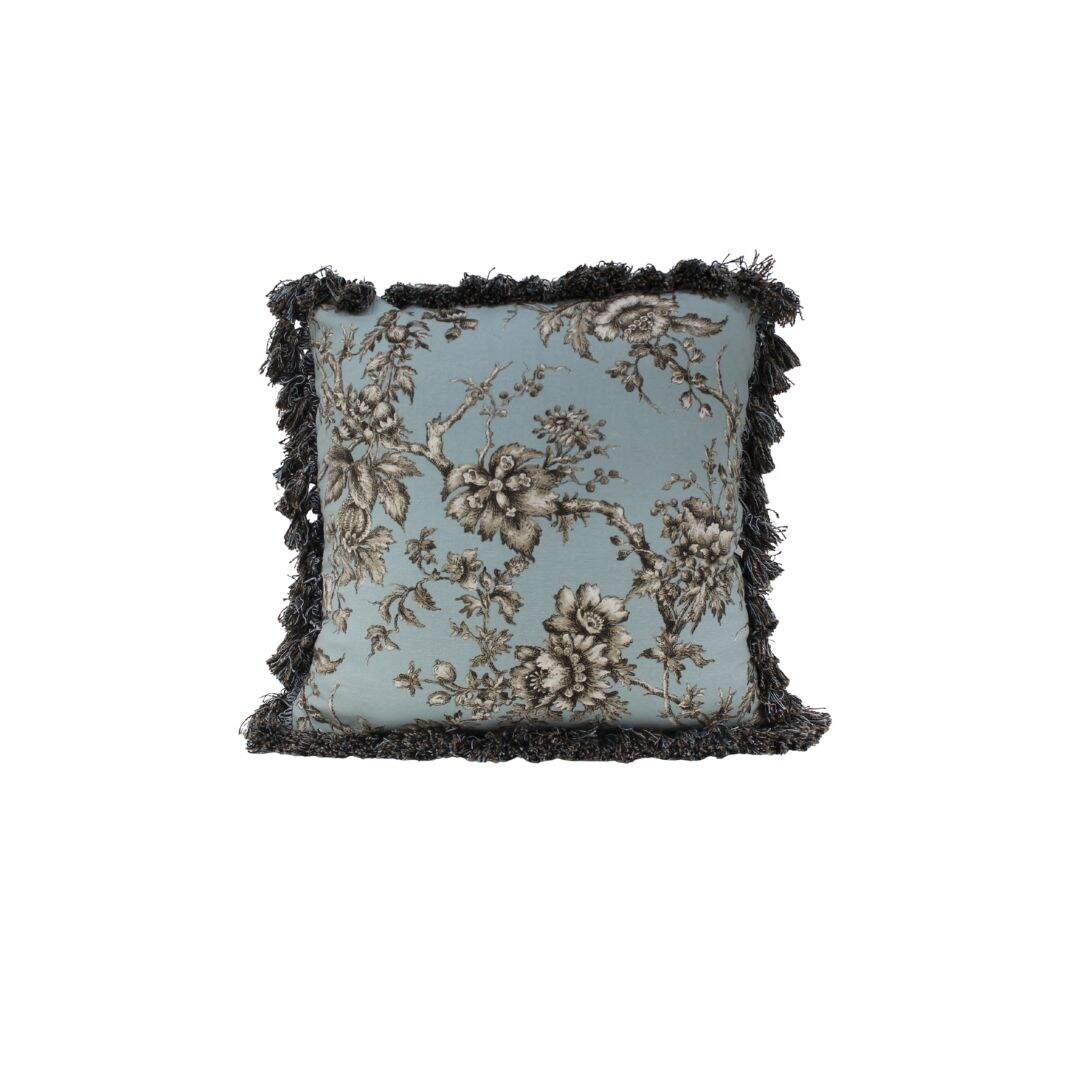 blue/brown toile throw pillow