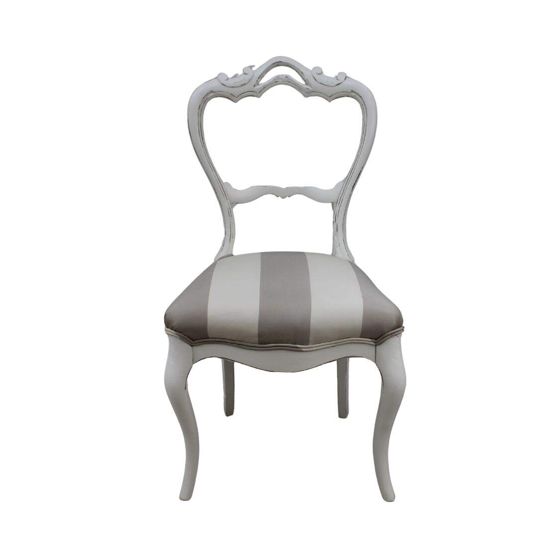 boudoir chair with striped seat cushion
