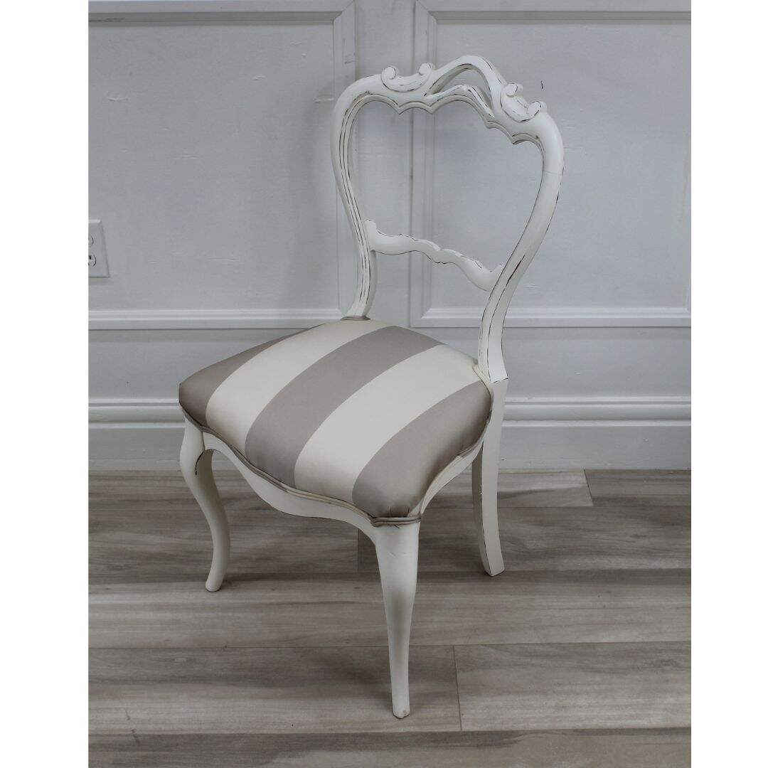 boudoir chair with striped seat cushion
