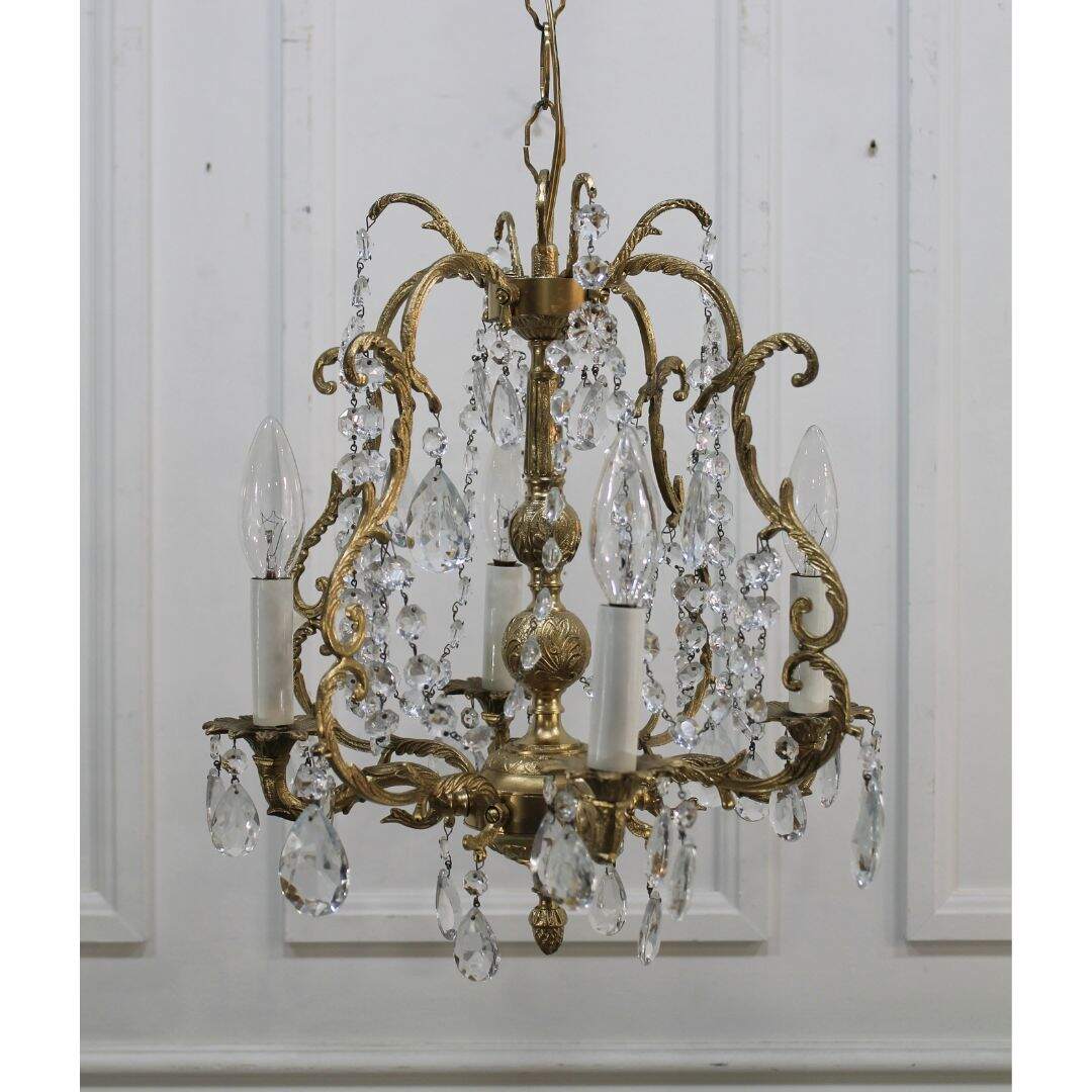 brass chandelier with crystals