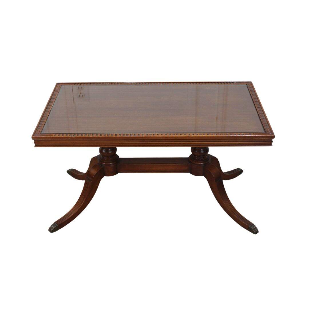 double pedestal coffee table, unpainted