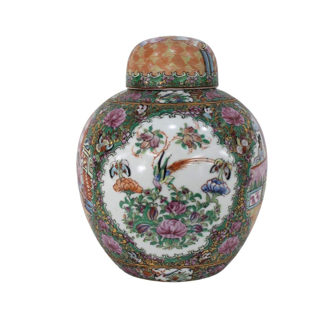 colourful Asian ginger jar