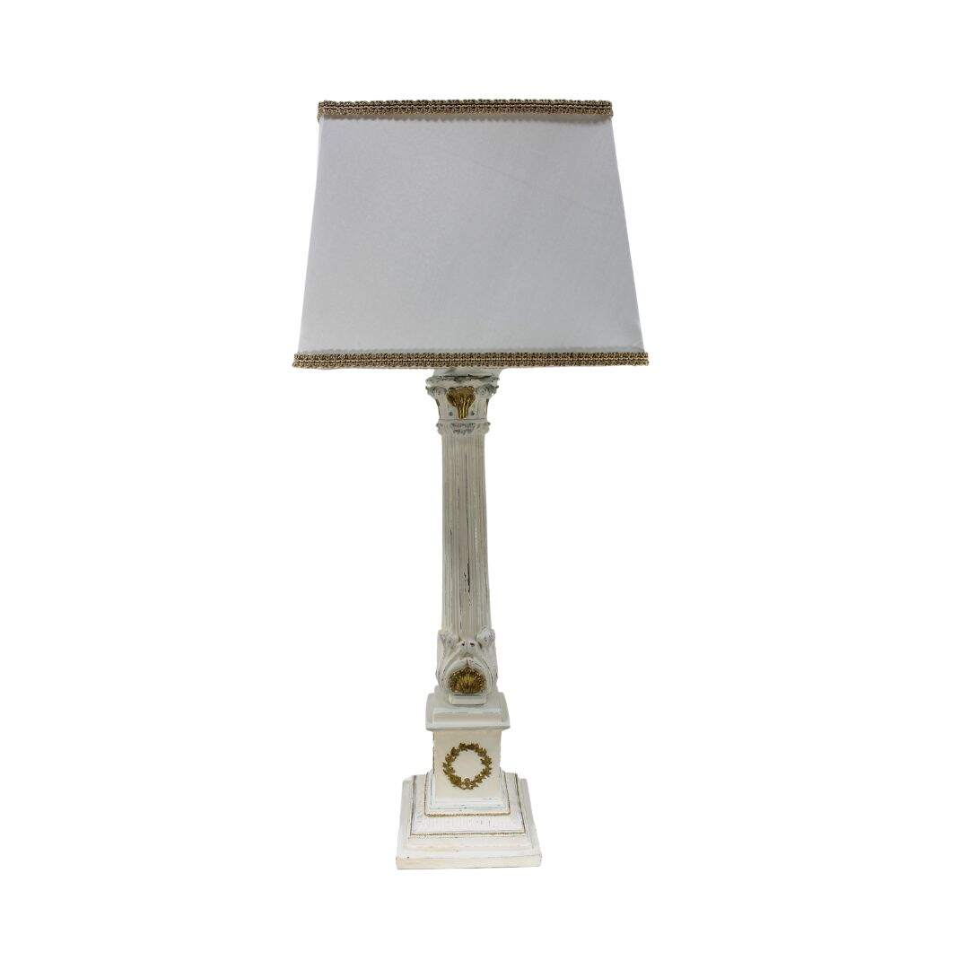 Column base table lamp with laurel wreath detail