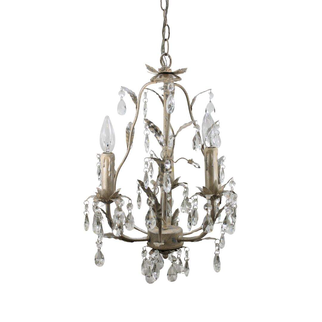 cream/silver leafy chandelier with crystals