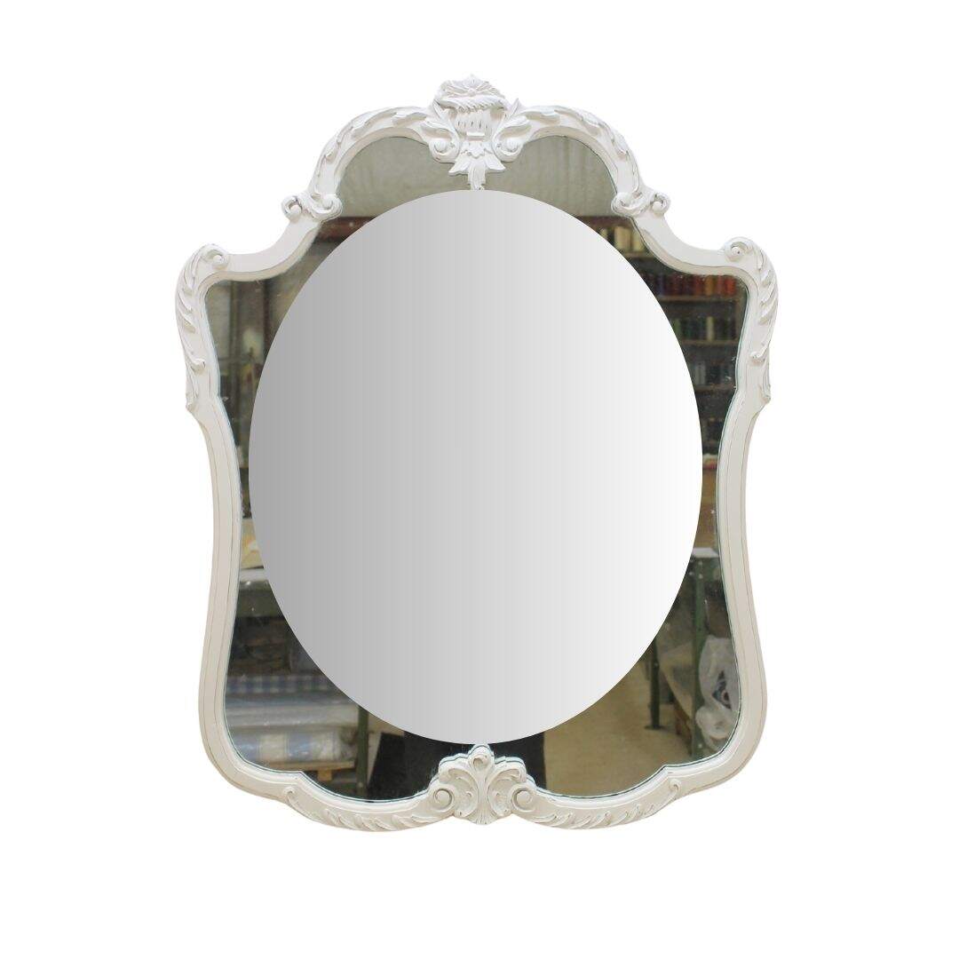 white carved wooden mirror