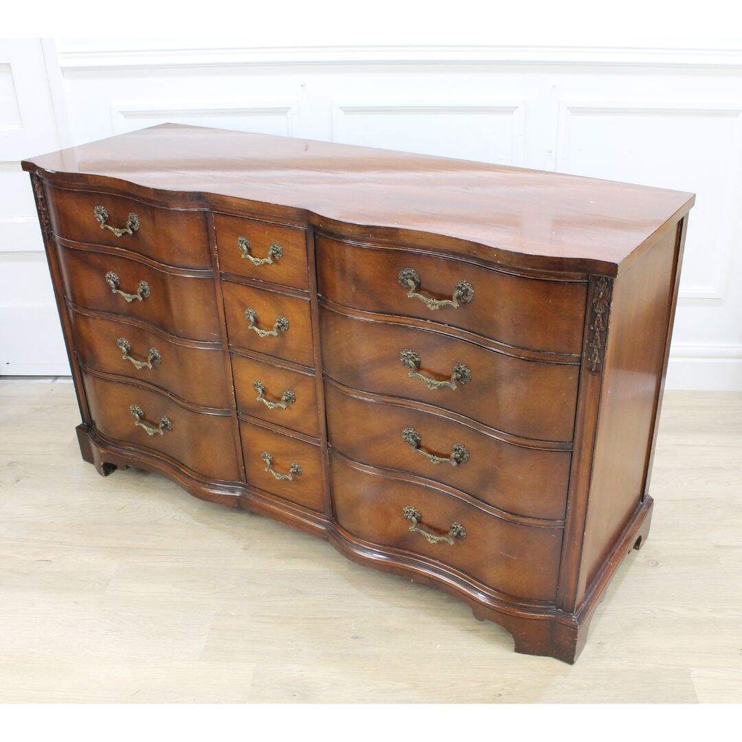 curvy front 12 drawer dresser, unpainted