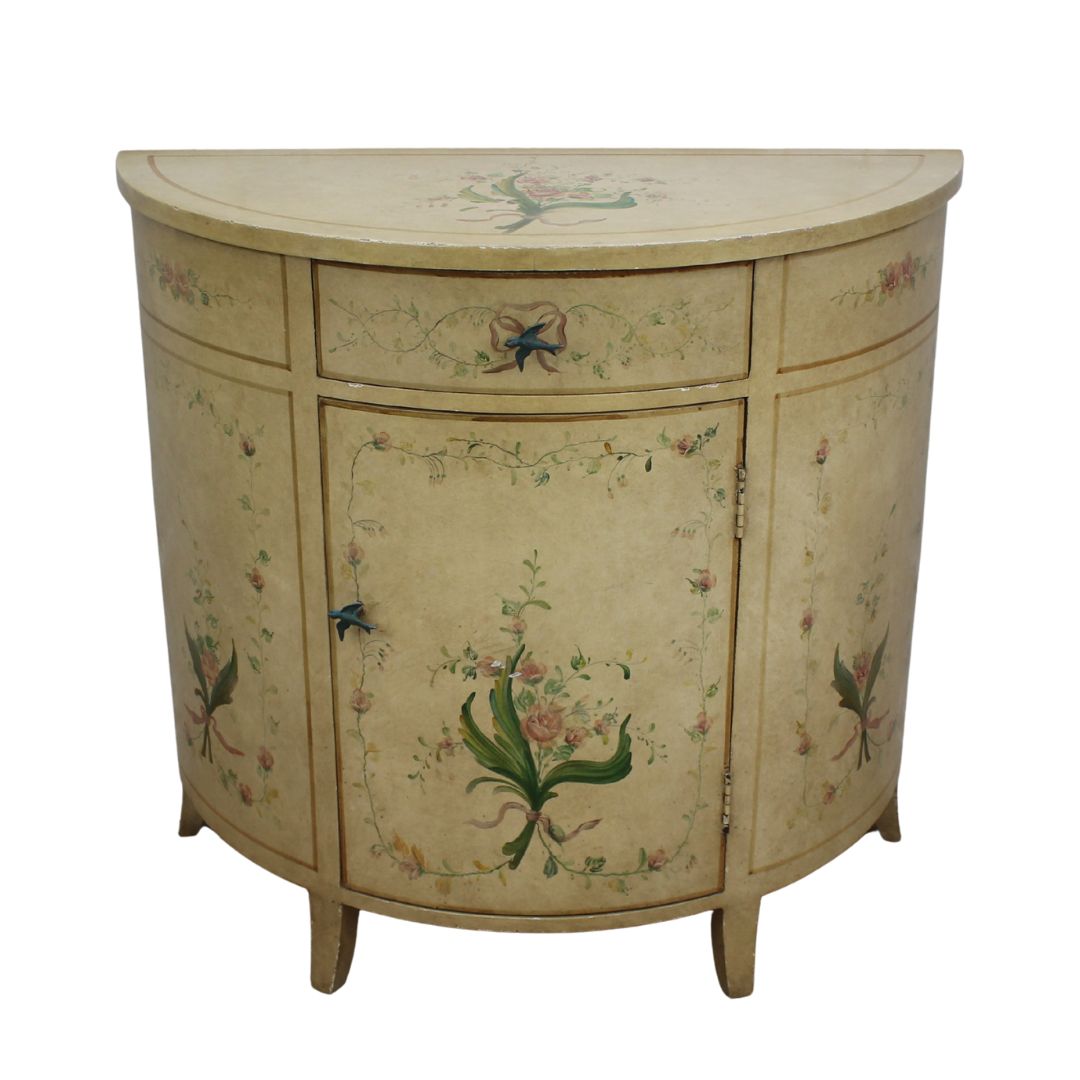demi lune hand painted cabinet
