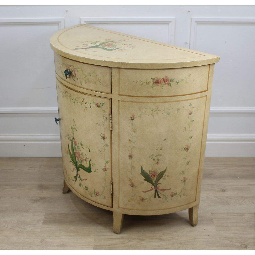 demi lune hand painted cabinet