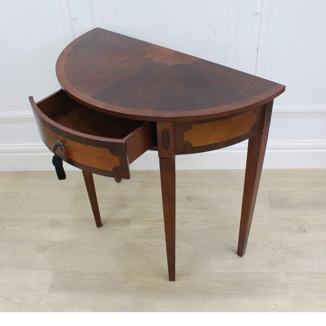 demi-lune side table with inlay