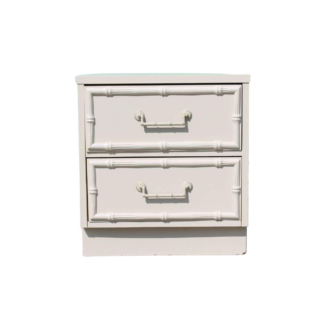 Small 2 drawer faux bamboo night table, unfinished