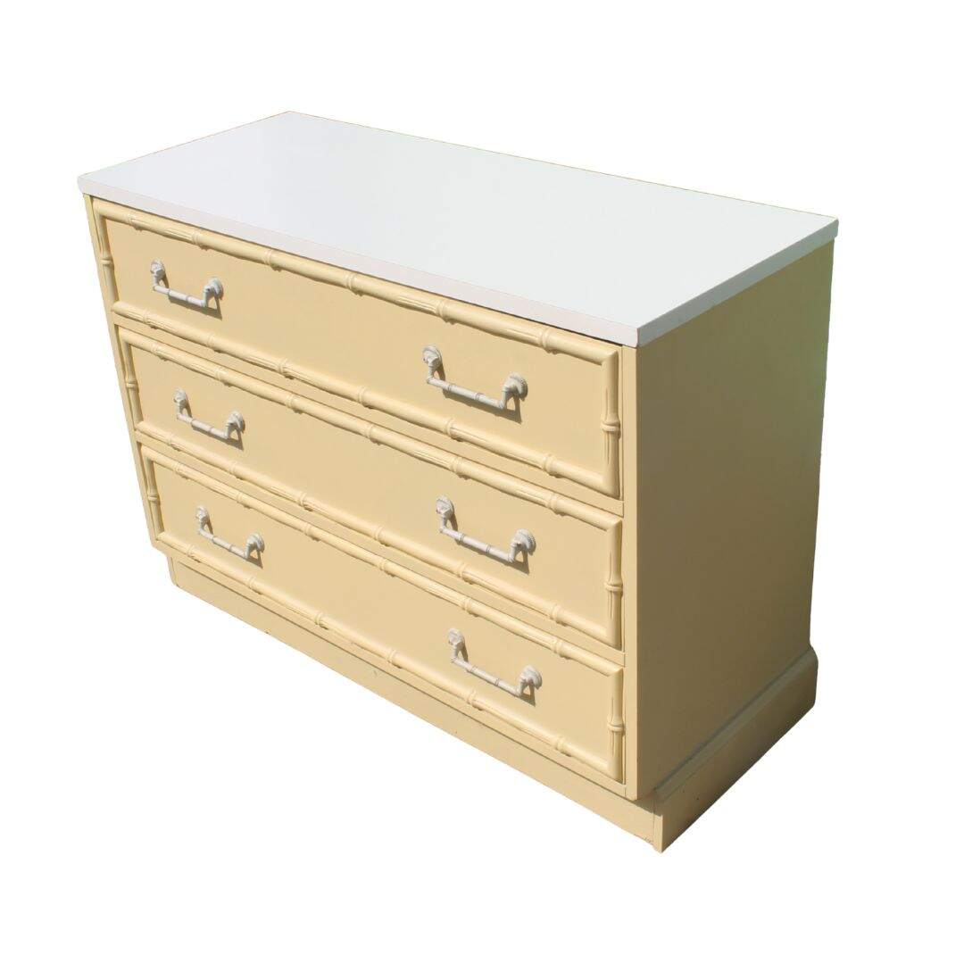 faux bamboo 3 drawer dresser, unpainted