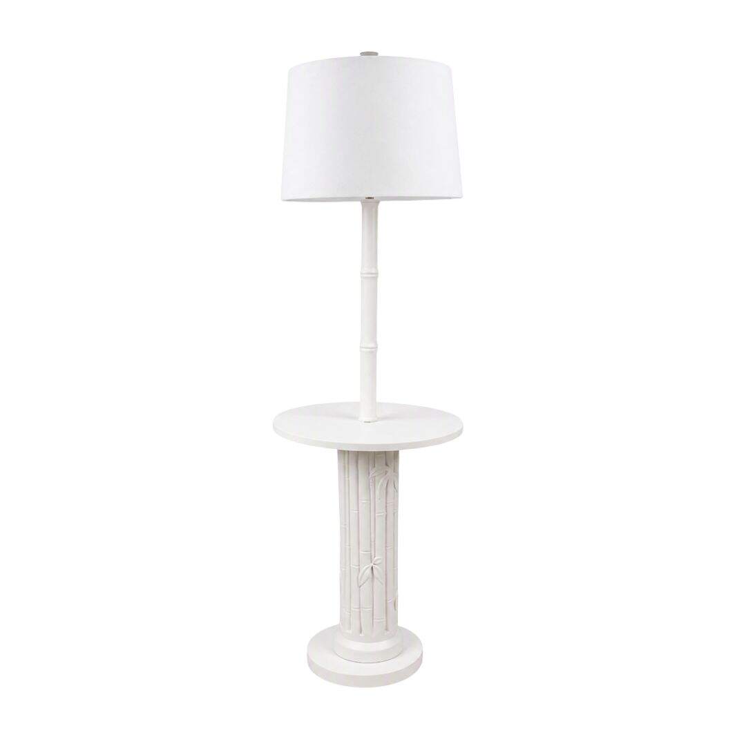 Faux bamboo floor lamp with built in tray
