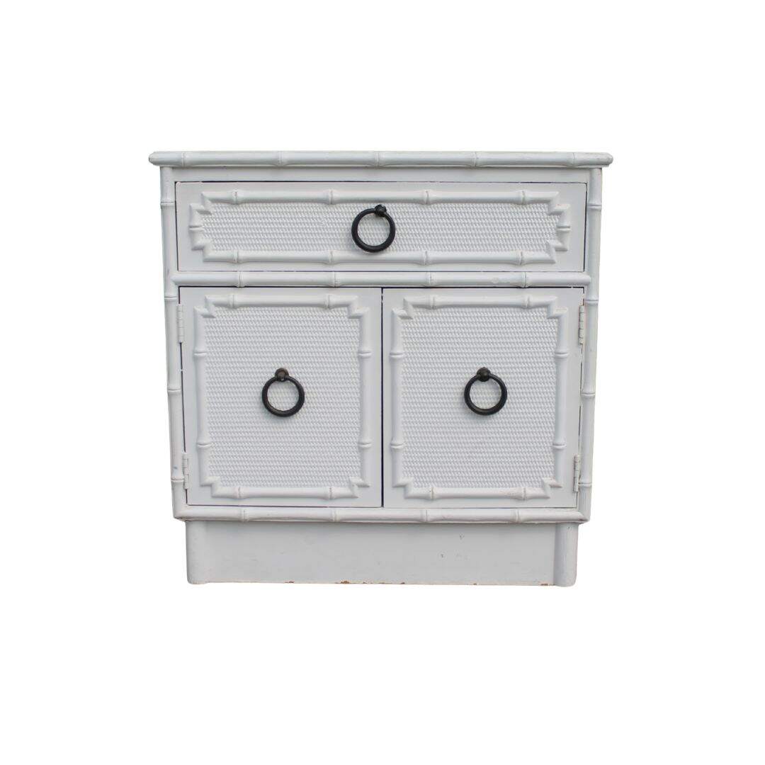 Faux bamboo nightstand with drawer and doors, unfinished
