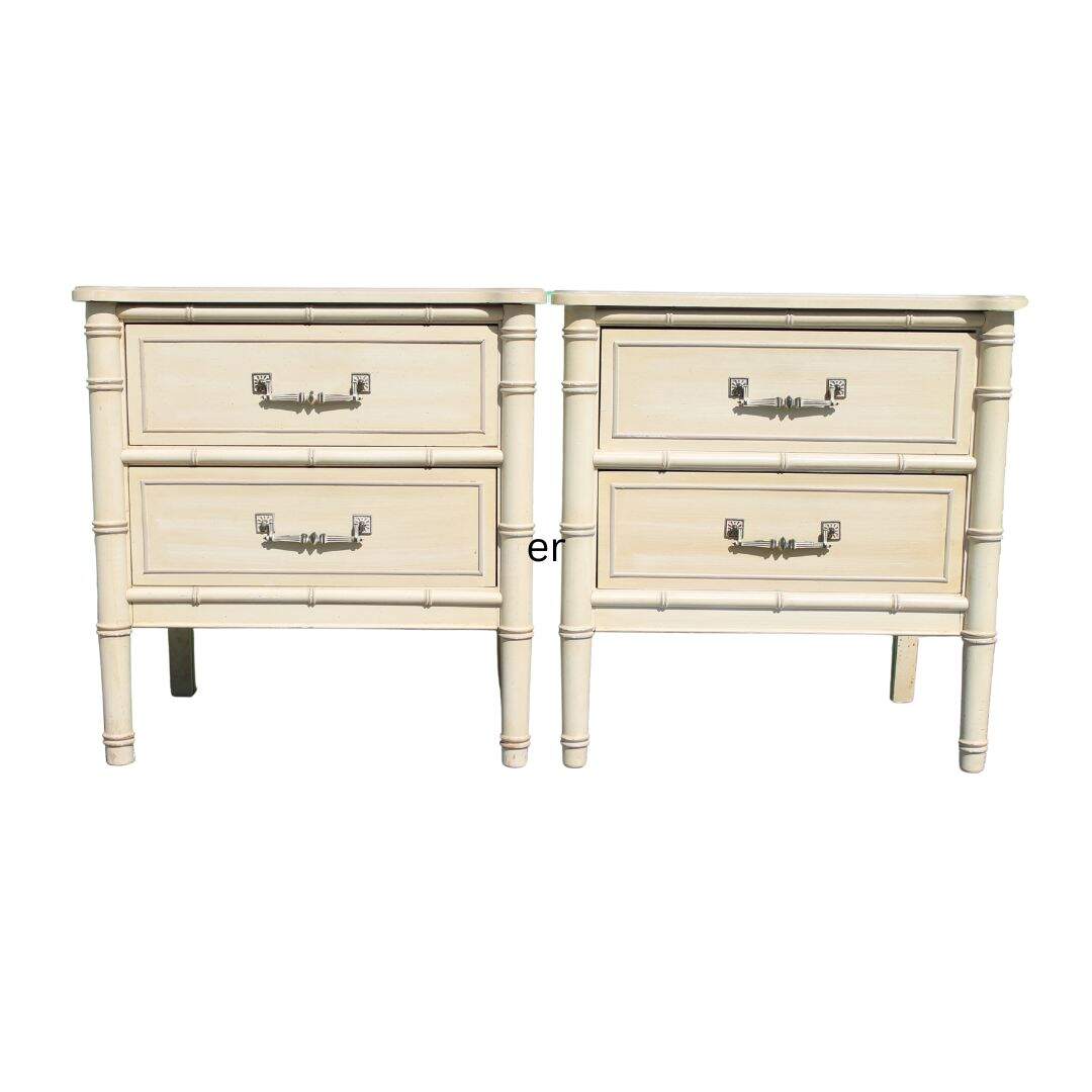 Pair of faux bamboo night tables, unpainted