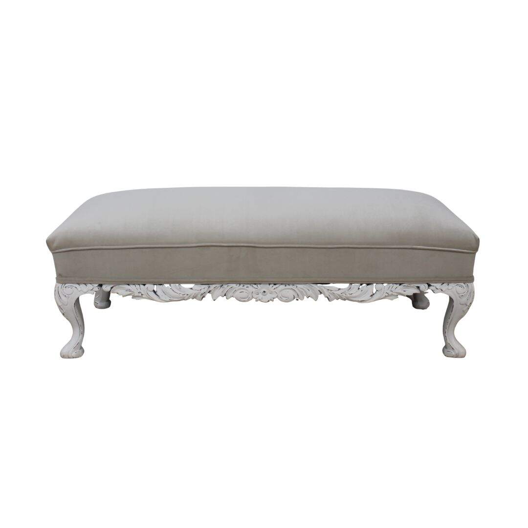 fireside bench with beige velvet
