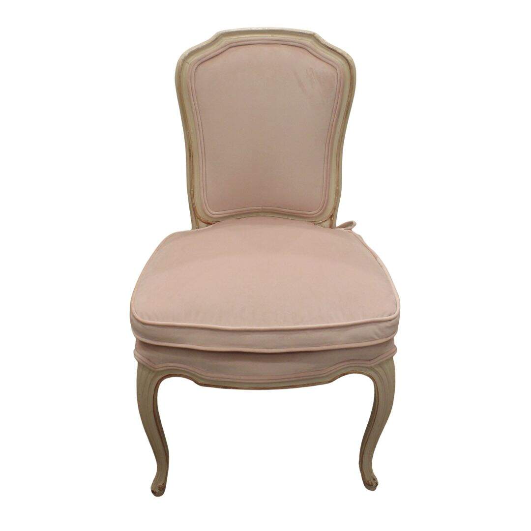 french chair with pale pink velvet
