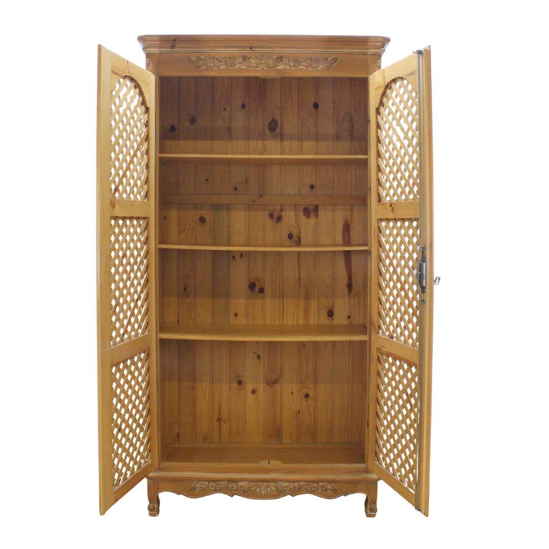french country pine cabinet with lattice front