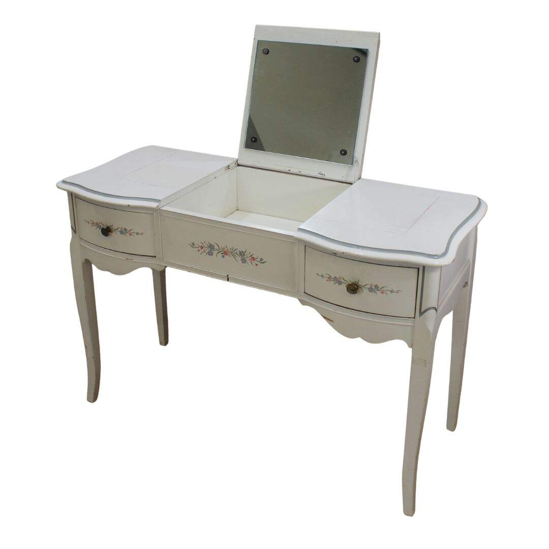 French provincial flip top vanity, unpainted