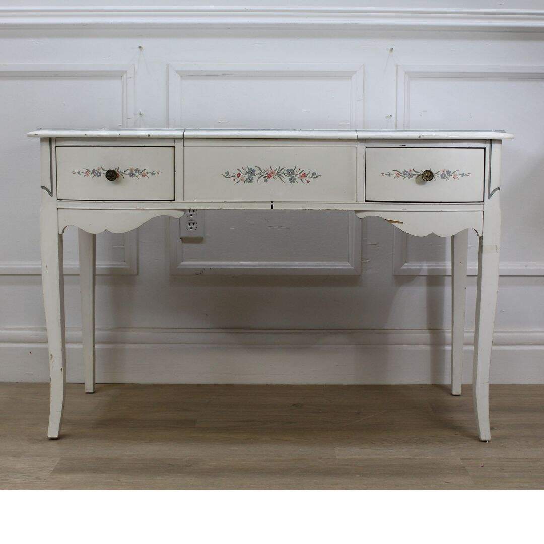 French provincial flip top vanity, unpainted