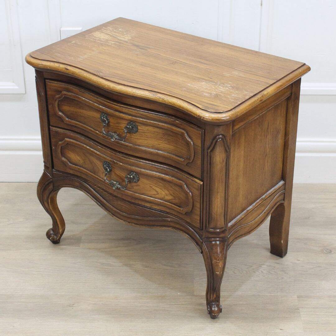 French provincial night table with 2 drawers, unpainted