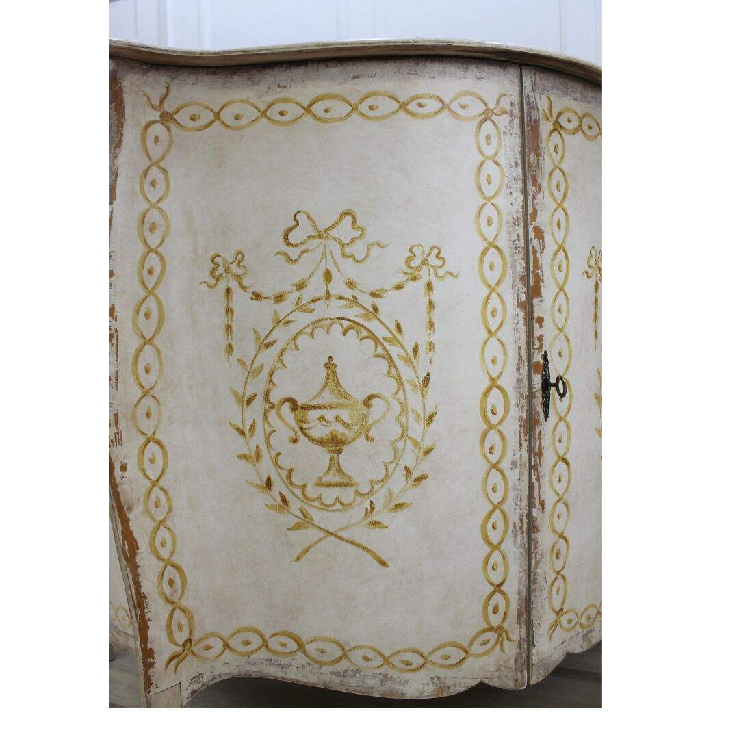 Bombe shaped cabinet with handpainting